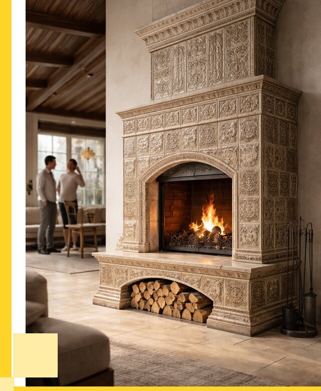 Купить изразцовый камин в Архангельске от 257025 р. | ЭриданРхн