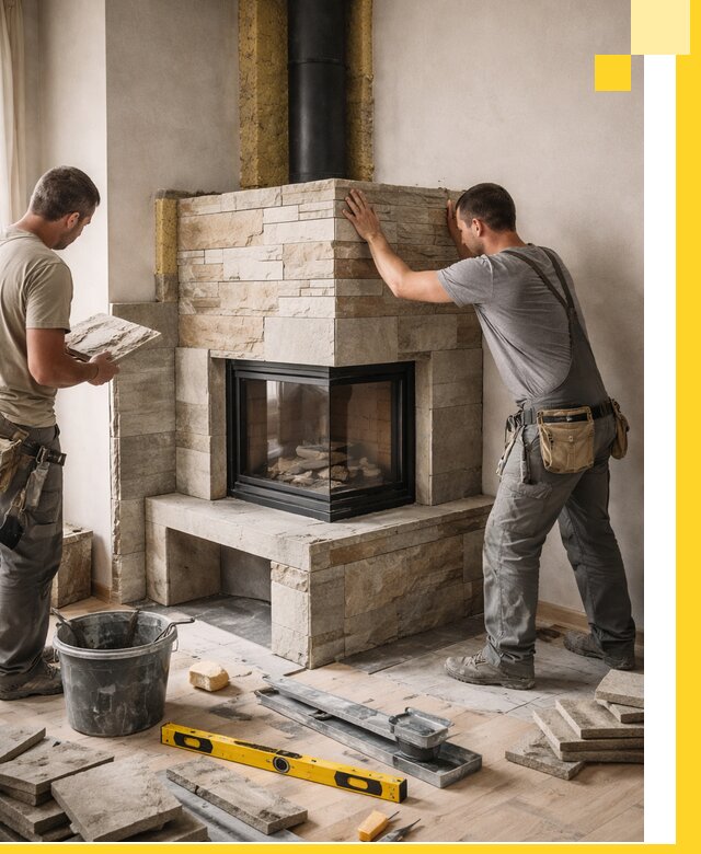 Угловые камины под ключ проект, монтаж и отделка в Архангельске