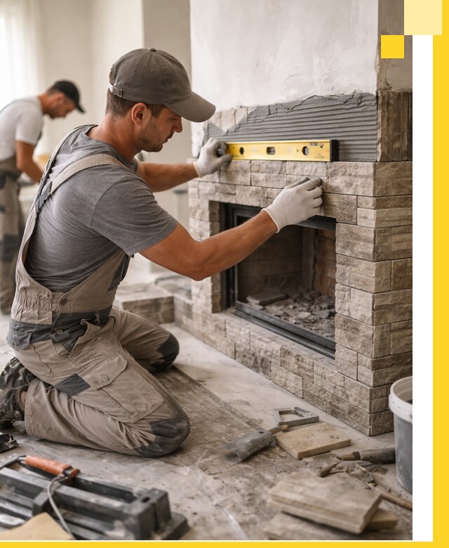 Облицовка каминов в Архангельске, монтаж и отделка натуральным камнем