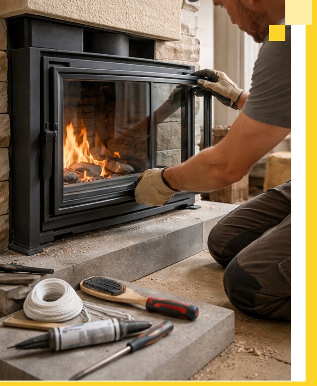 Производство, монтаж и доставка каминов со стеклом в Архангельске