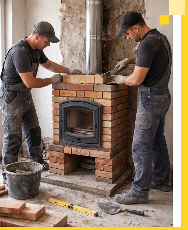 Монтаж печи камина под ключ в Архангельске с гарантией и пусконаладкой