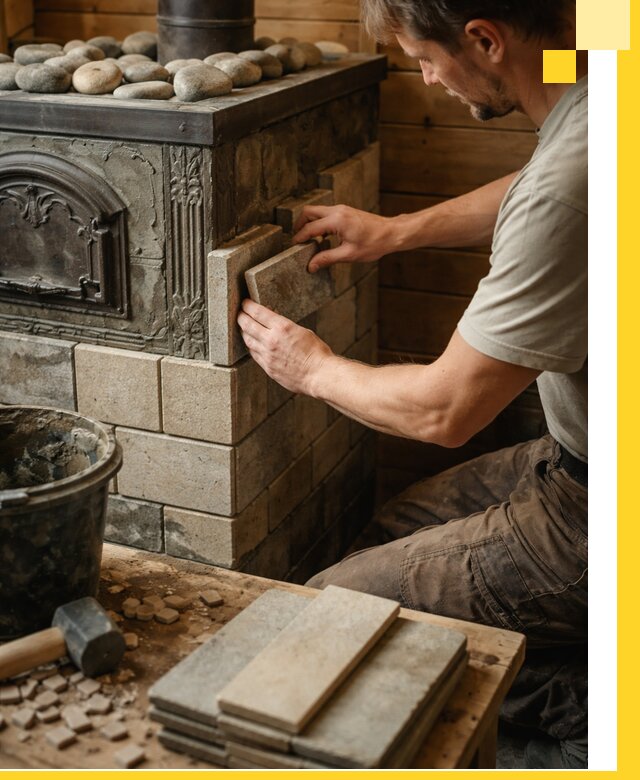 Облицовка банных печей в Архангельске профессиональная отделка