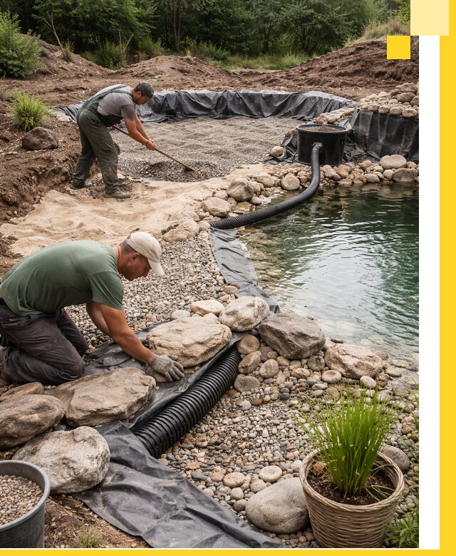 Строительство природных бассейнов и озер в Архангельске под ключ