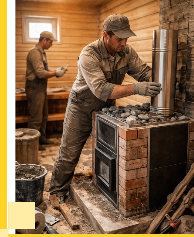 Монтаж печи в бане под ключ в Архангельске от 20562 р. | ЭриданРхн