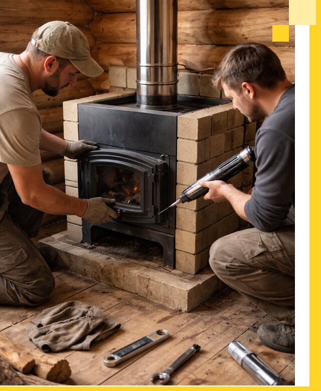 Монтаж и установка печи в бане под ключ с гарантией в Архангельске