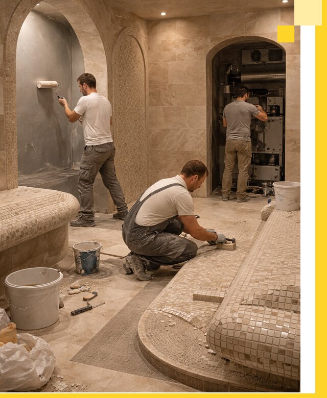 Строительство бани с хамамом и бассейном под ключ в Архангельске