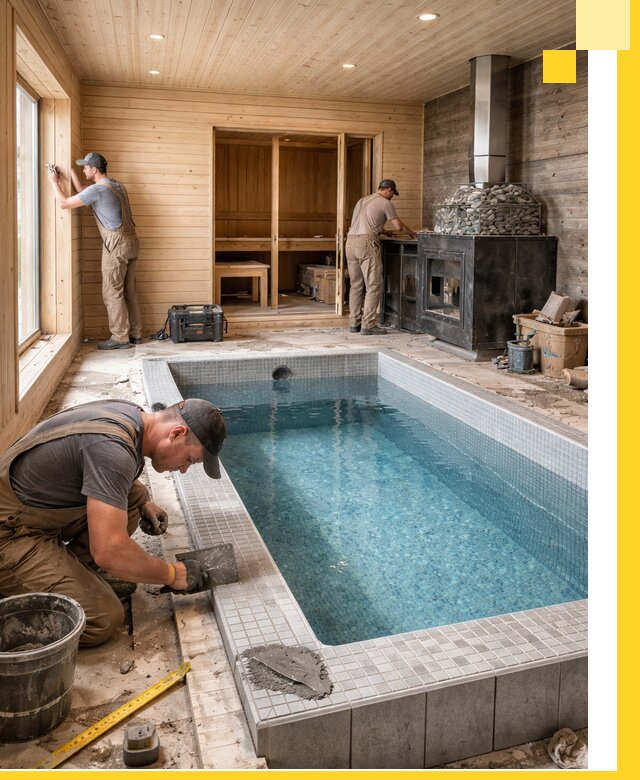 Проект бани с бассейном и сауной в Архангельске под ключ