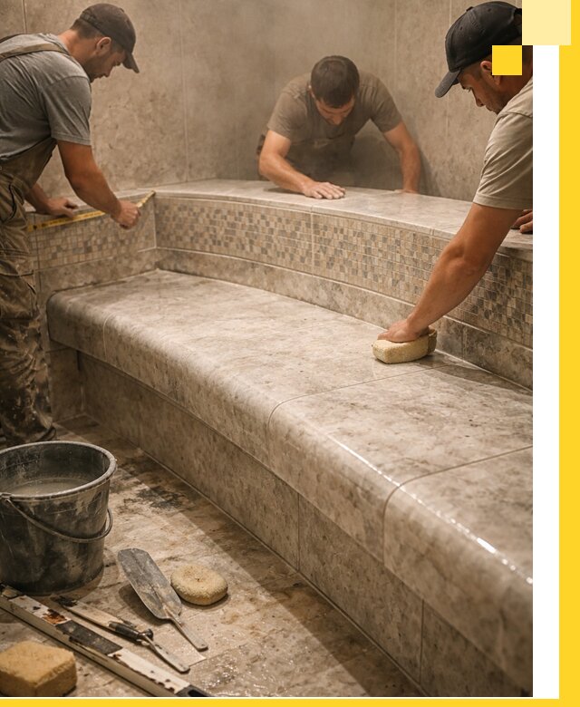 Изготовление и установка сидений для хамама в Архангельске