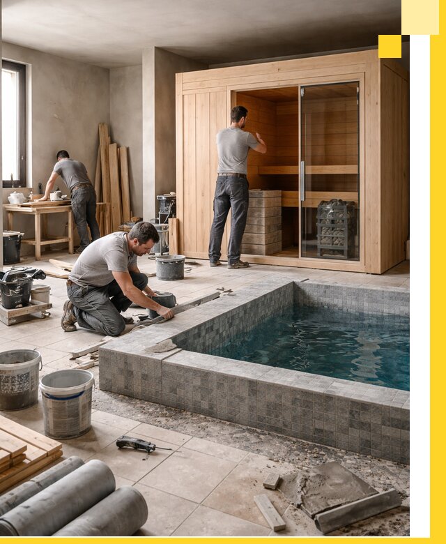 SPA зоны под ключ с бассейном сауной и печью в Архангельске